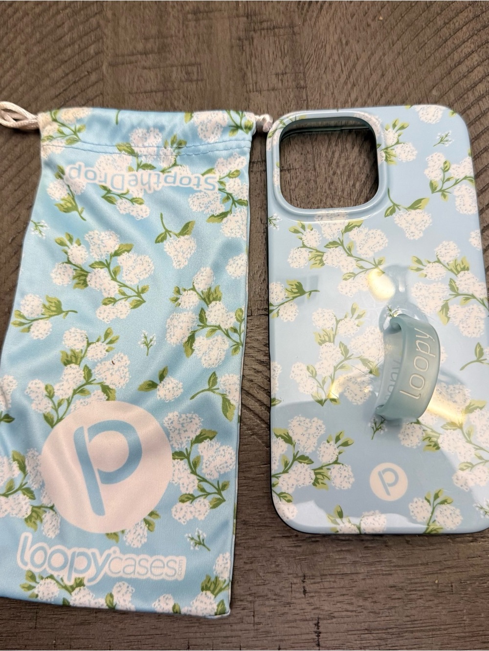Loopy - 16 Pro Max - Hydrangea Case Floral Blue with Matching Bag